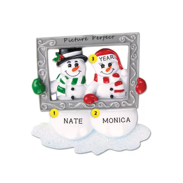 Fashion Personalized Picture Perfect Snowman Couple Ornament Couples