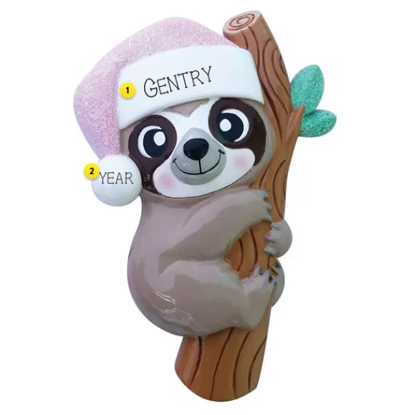 Discount Personalized Pink Baby Sloth Ornament Animals