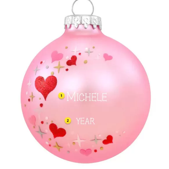 Flash Sale Personalized Pink Heart Swirl Glass Bulb Ornament Kids