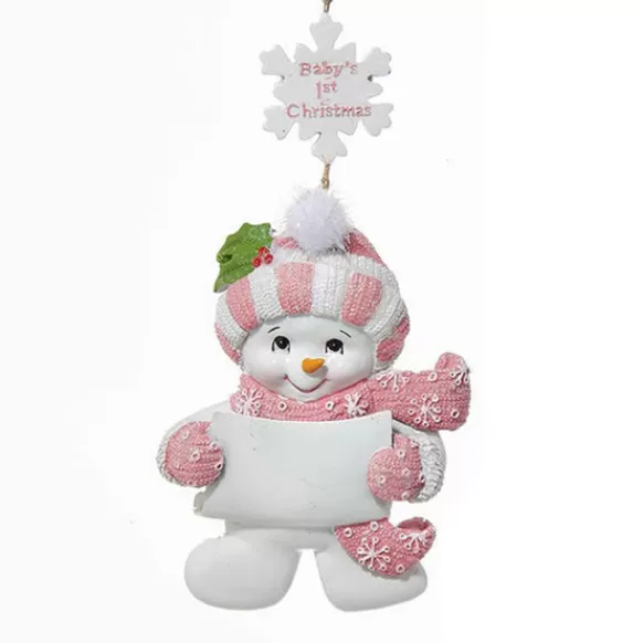 Shop Personalized Pink Snowman - Baby's 1St Christmas Ornament Baby