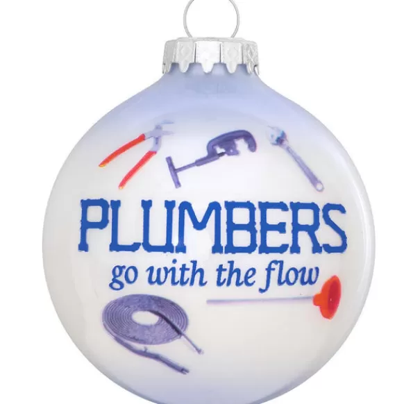 Discount Bronners Personalized Plumber Glass Ornament