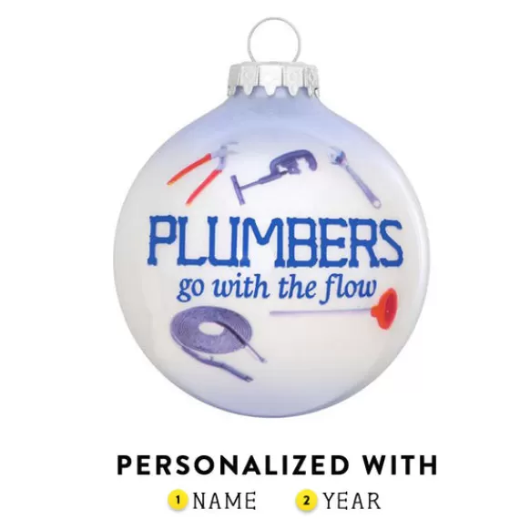 Discount Bronners Personalized Plumber Glass Ornament