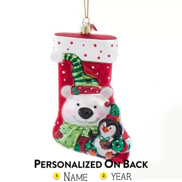 Discount Kurt Adler Personalized Polar Bear Glass Stocking Ornament