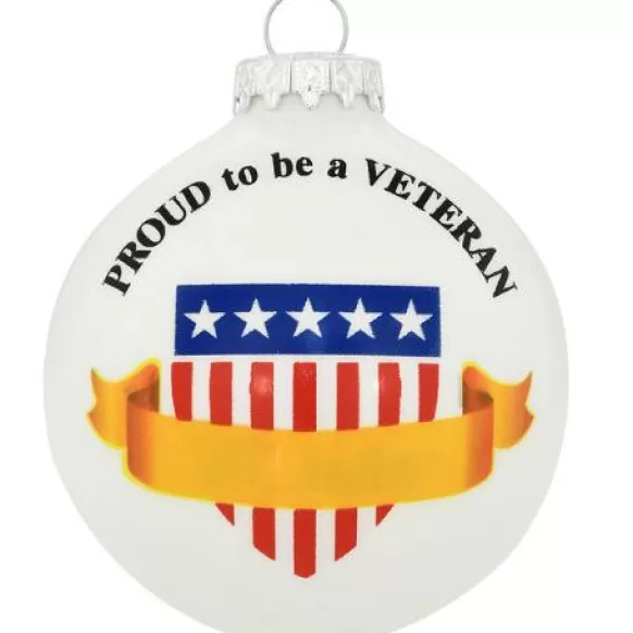 Cheap Personalized Proud To Be A Veteran Glass Ornament Military & Patriotic