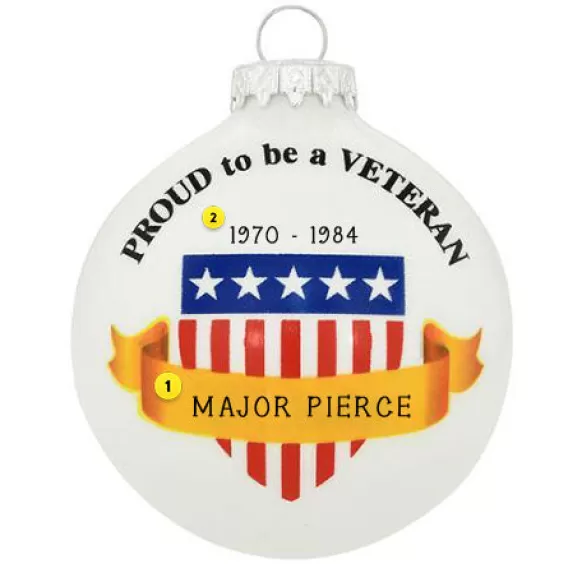 Cheap Personalized Proud To Be A Veteran Glass Ornament Military & Patriotic