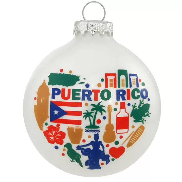 Clearance Bronners Personalized Puerto Rico Icons Glass Ornament