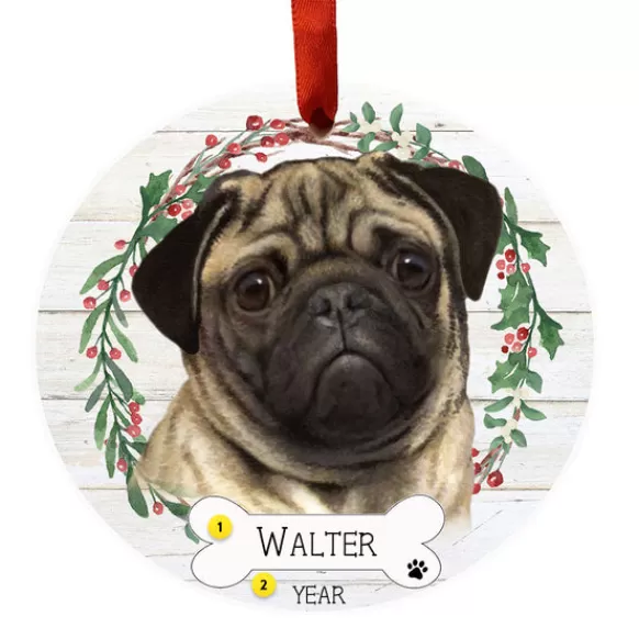 Cheap E & S Imports Personalized Pug Ornament