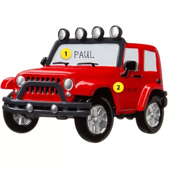Best Personalized Red Jeep Ornament Transportation