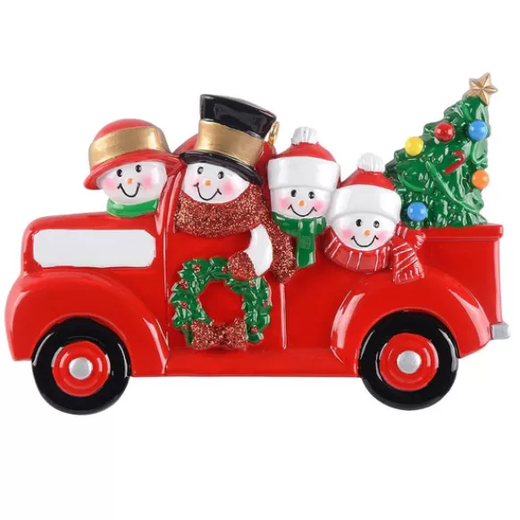 Flash Sale Rudolph & Me Personalized Red Truck Snowman Family Of 4 Ornament