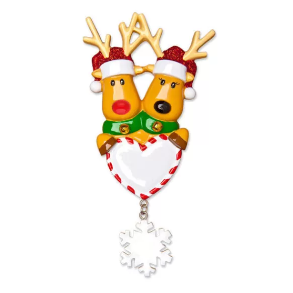 Discount Personalized Reindeer Couple Holding Heart Ornament Couples