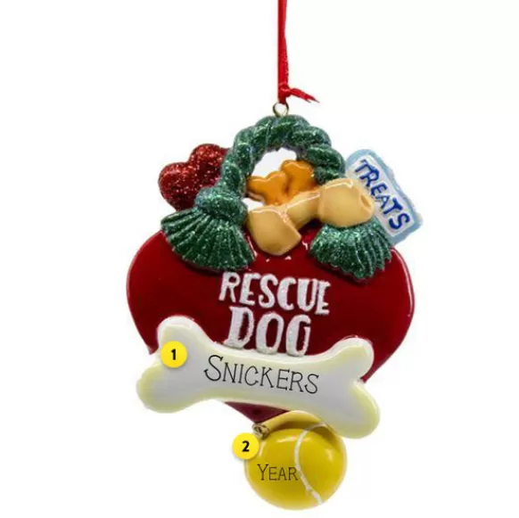 Cheap Kurt Adler Personalized Rescue Dog Ornament