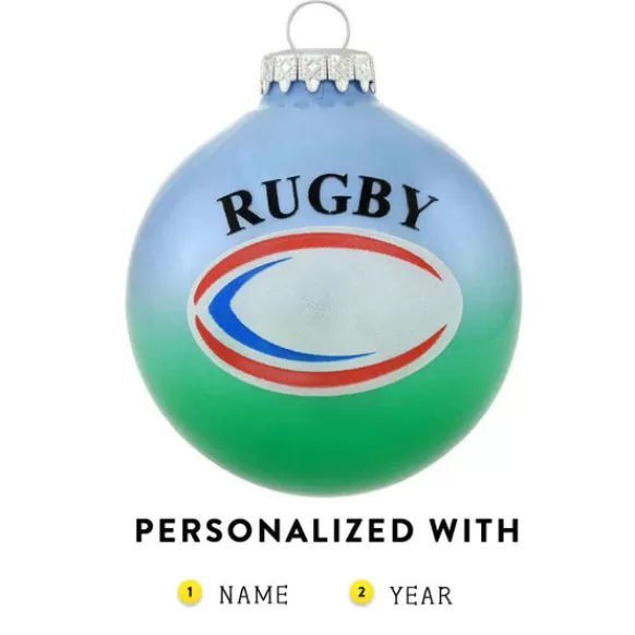 Outlet Bronners Personalized Rugby Glass Ornament