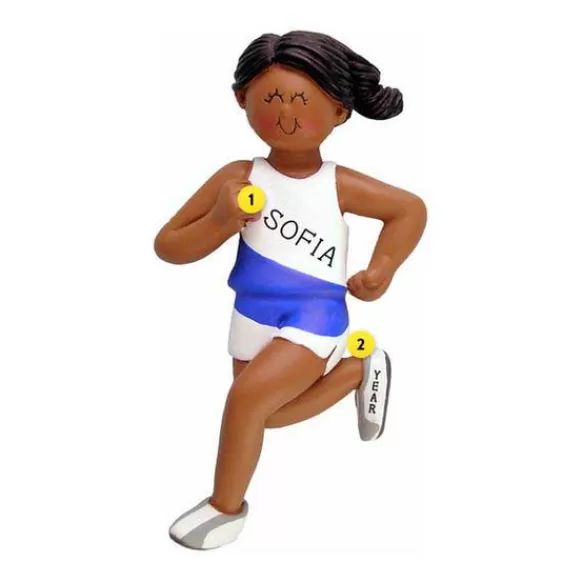Sale Ornament Central Personalized Runner Ornament - African-American Female