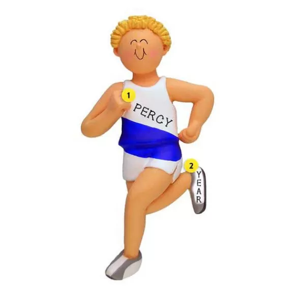 Best Sale Ornament Central Personalized Runner Ornament - Male, Blonde Hair