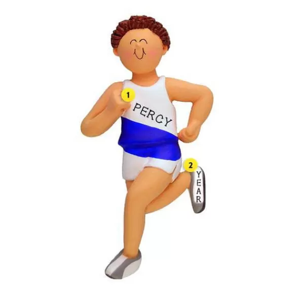 Best Sale Ornament Central Personalized Runner Ornament - Male, Brown Hair