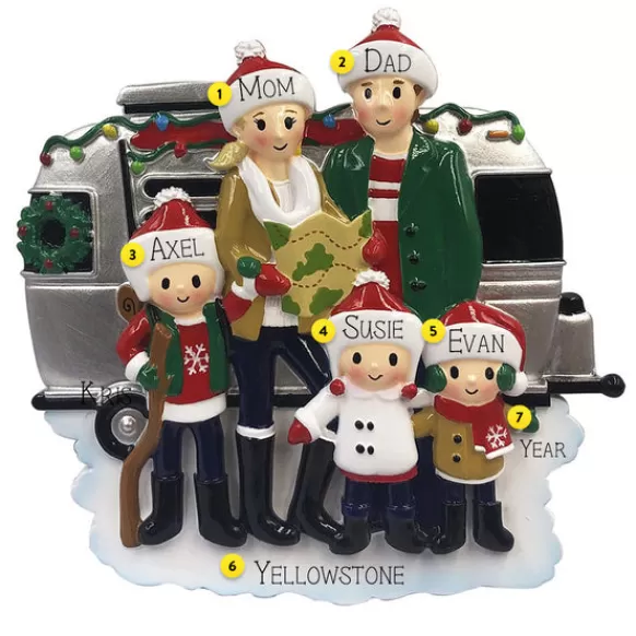 Fashion PolarX Personalized Rv Family Of 5 Ornament