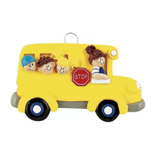 Clearance Rudolph & Me Personalized School Bus With Children Ornament