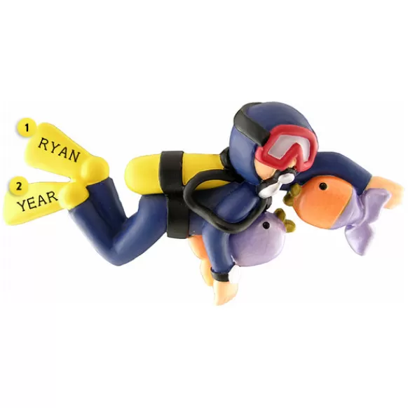 Hot Ornament Central Personalized Scuba Diver Ornament - Male