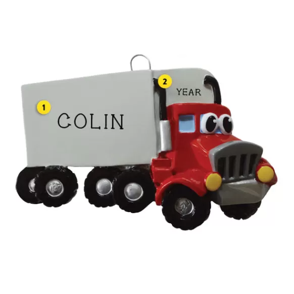 Hot Rudolph & Me Personalized Semi Truck With Face Ornament