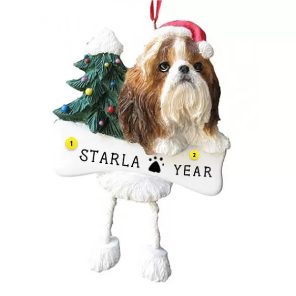 Online E & S Imports Personalized Shih Tzu Dog Ornament - Tan & White