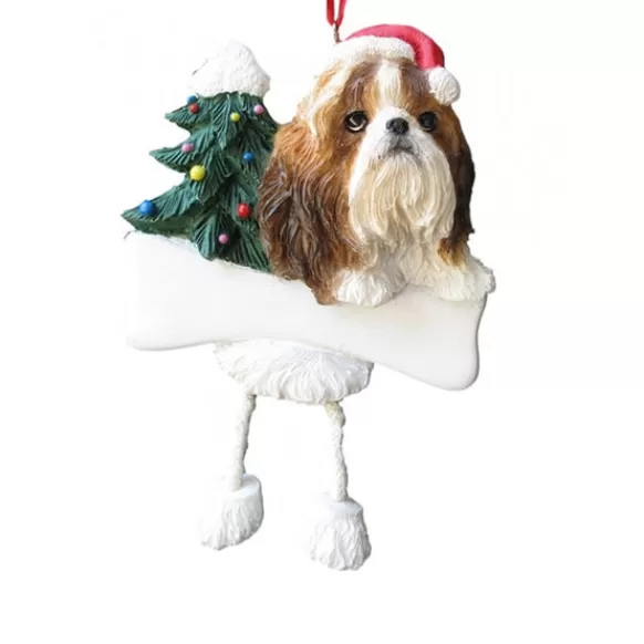 Online E & S Imports Personalized Shih Tzu Dog Ornament - Tan & White