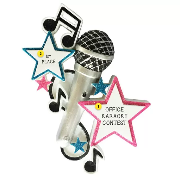 Hot Personalized Silver Microphone Ornament Music