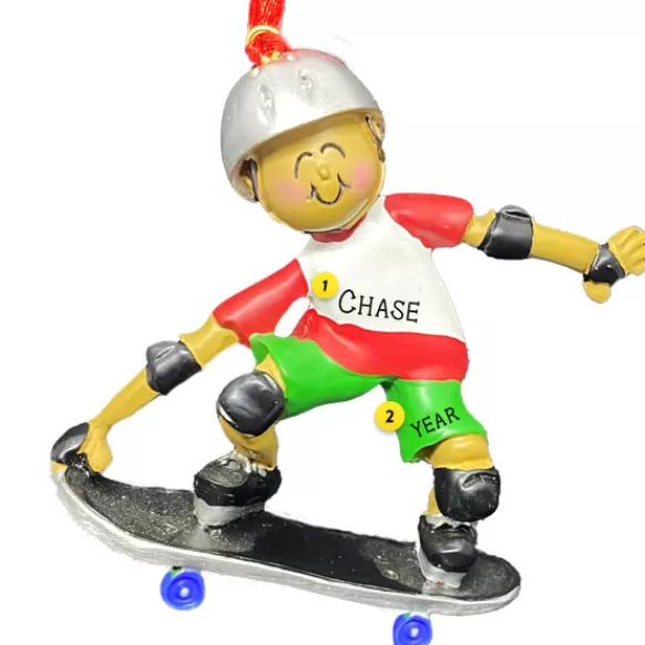 New Ornament Central Personalized Skateboarder Ornament - African American