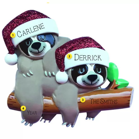 Cheap Personalized Sloth Couple Christmas Ornament Couples