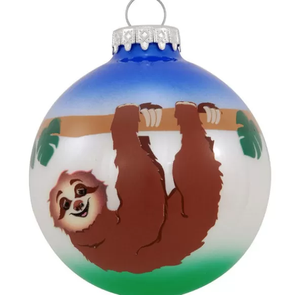 Fashion Personalized Sloth On Branch Glass Ornament Animals