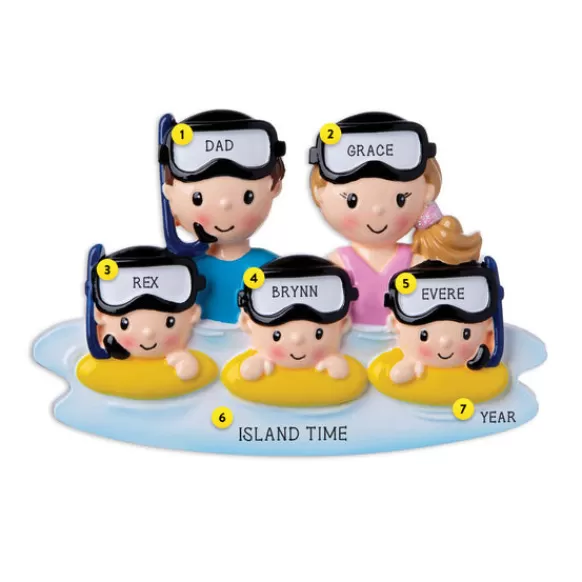 Shop PolarX Personalized Snorkeling Family Of 5 Ornament