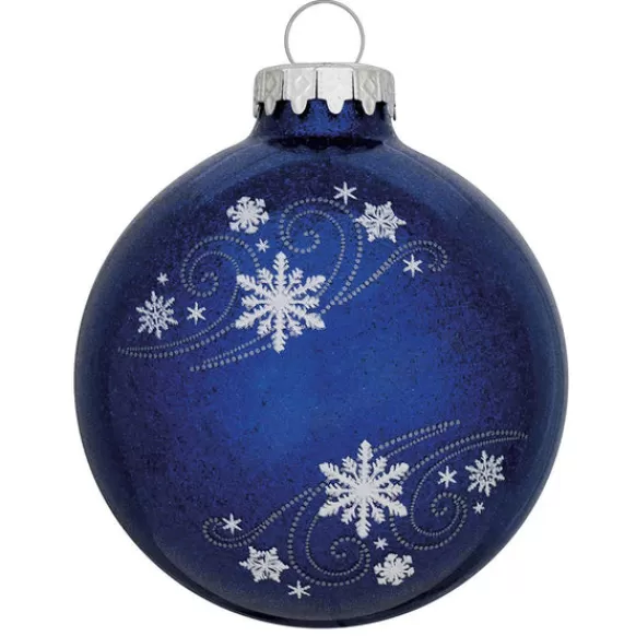 Sale Bronners Personalized Snowflake Swirl Glass Ornament - Blue