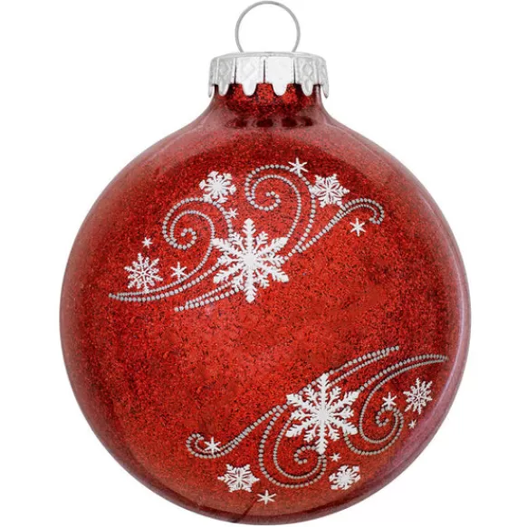 Hot Bronners Personalized Snowflake Swirl Glass Ornament - Red