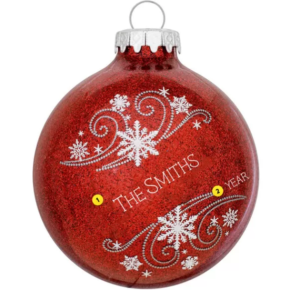 Hot Bronners Personalized Snowflake Swirl Glass Ornament - Red