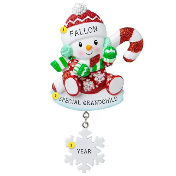 Hot Personalized Snowman With Candy Cane Ornament Baby