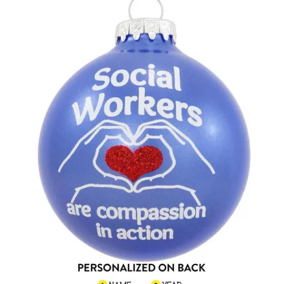 Fashion Bronners Personalized Social Workers Glass Ornament