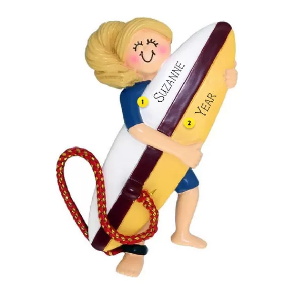 Clearance Ornament Central Personalized Surfer Ornament - Female, Blonde Hair