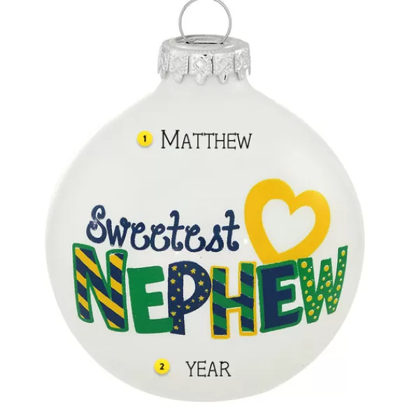 Cheap Personalized Sweetest Nephew Glass Bulb Ornament Family Members