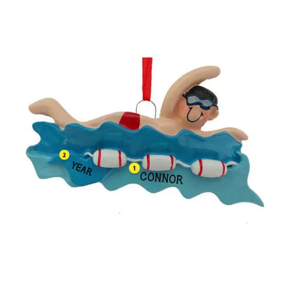 Discount Rudolph & Me Personalized Swimmer Boy In Water Ornament