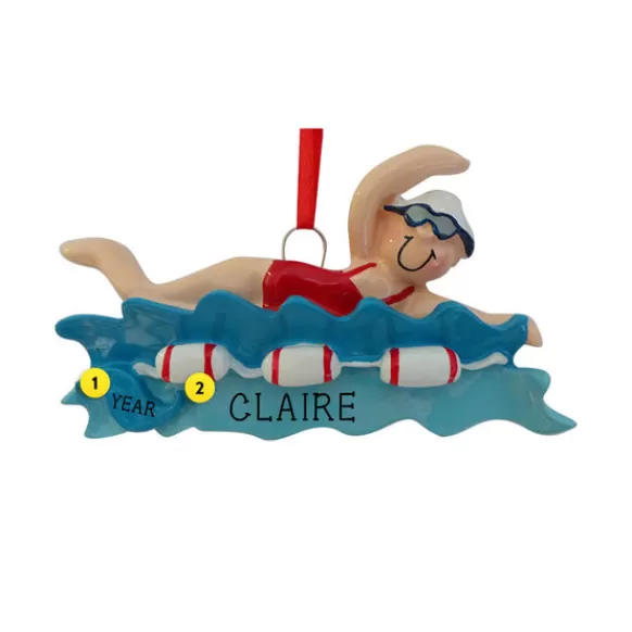 Clearance Rudolph & Me Personalized Swimmer Girl In Water Ornament