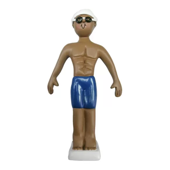 Fashion Ornament Central Personalized Swimmer Ornament - African-American Male