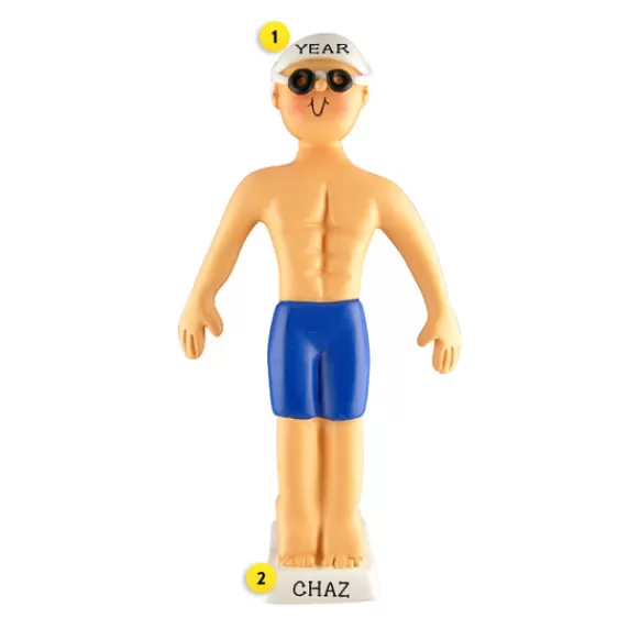 Discount Ornament Central Personalized Swimmer Ornament - Male