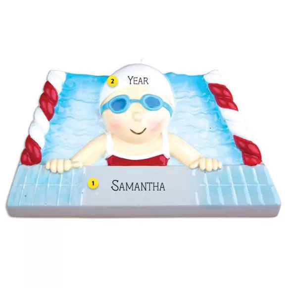 Cheap PolarX Personalized Swimming Girl In Pool Ornament