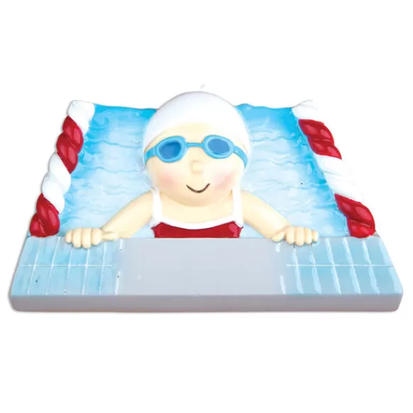 Cheap PolarX Personalized Swimming Girl In Pool Ornament