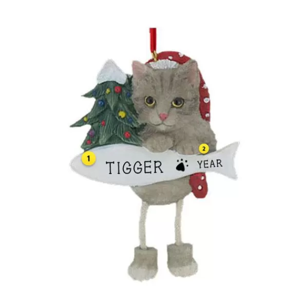 Online E & S Imports Personalized Tabby Cat Ornament - Silver