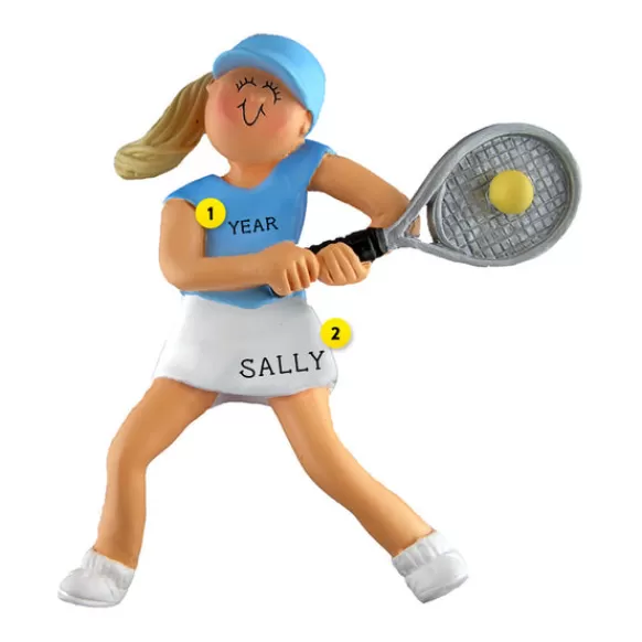 Shop Ornament Central Personalized Tennis Player Ornament - Female, Blonde Hair