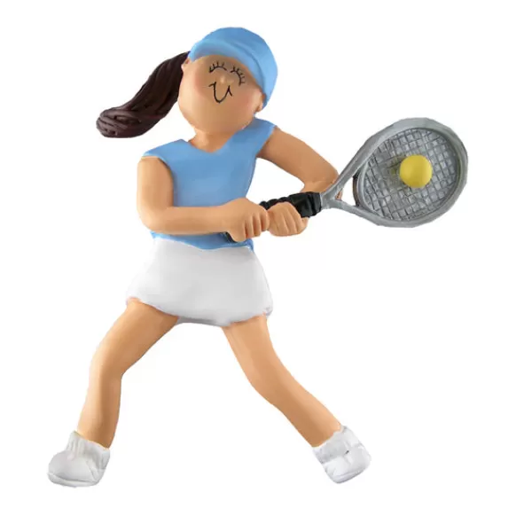 Outlet Ornament Central Personalized Tennis Player Ornament - Female, Brown Hair