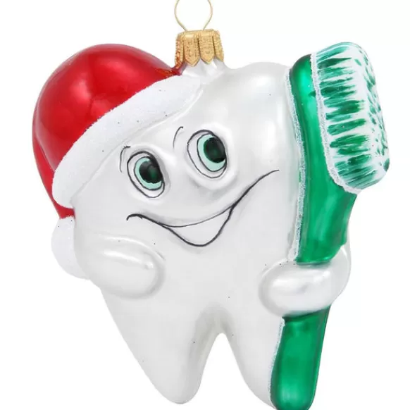 Online Bronners Personalized Tooth With Brush Glass Ornament