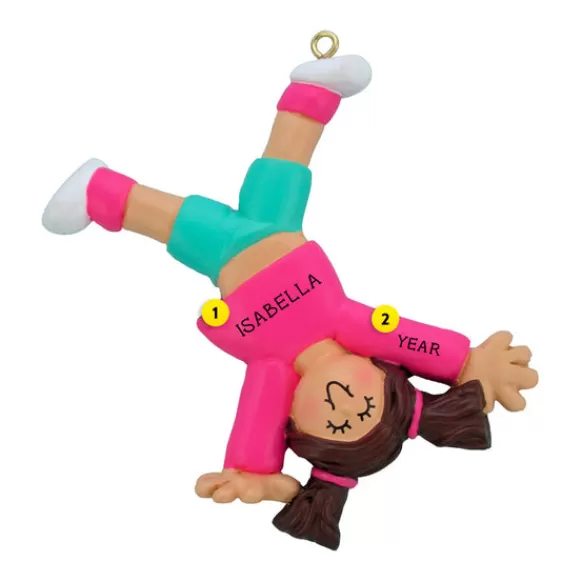 Fashion Ornament Central Personalized Tumbling Ornament - Female, Brown Hair
