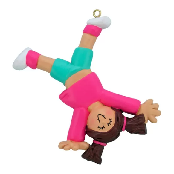 Fashion Ornament Central Personalized Tumbling Ornament - Female, Brown Hair