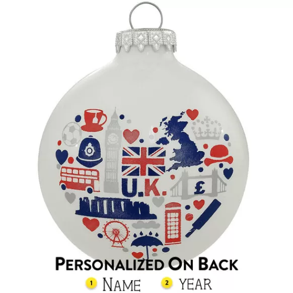 Shop Bronners Personalized United Kingdom Glass Ornament